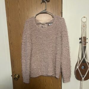 Light Pink Fluffy Sweater with Sequence